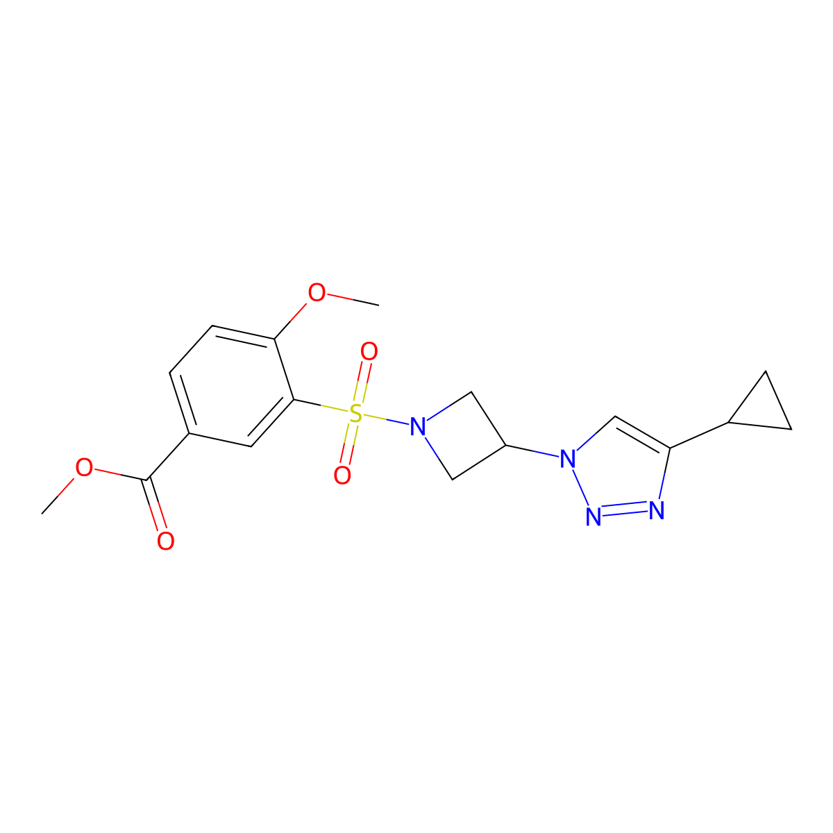 methyl 3-{[3-(4-cyclopropyl-1H-1,2,3-triazol-1-yl)azetidin-1-yl]sulfonyl}-4-methoxybenzoate molecular structure, CAS 2097933-41-8
