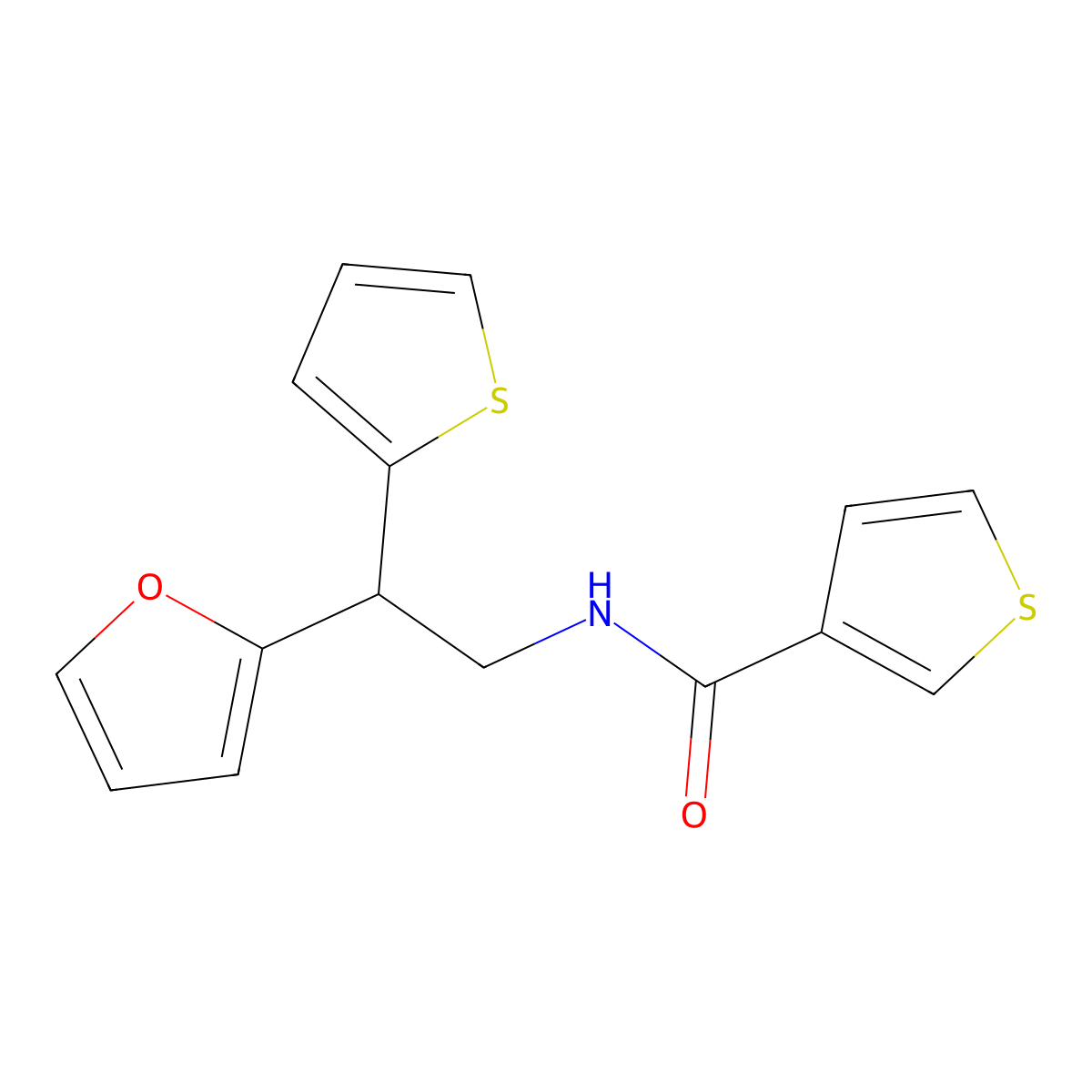 N-[2-(furan-2-yl)-2-(thiophen-2-yl)ethyl]thiophene-3-carboxamide molecular structure, CAS 2097933-43-0