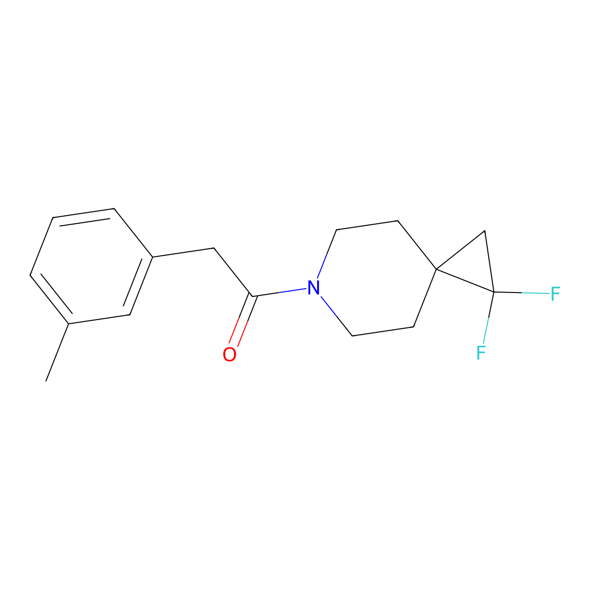 1-{1,1-Difluoro-6-azaspiro[2.5]octan-6-yl}-2-(3-methylphenyl)ethan-1-one molecular structure, CAS 2097933-45-2