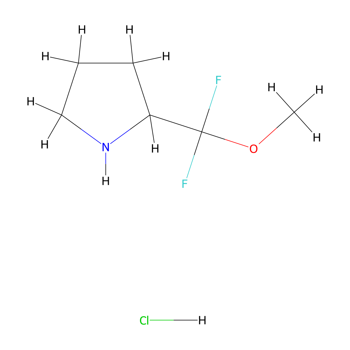 2-[Difluoro(methoxy)methyl]pyrrolidine hydrochloride molecular structure, CAS 2097933-47-4