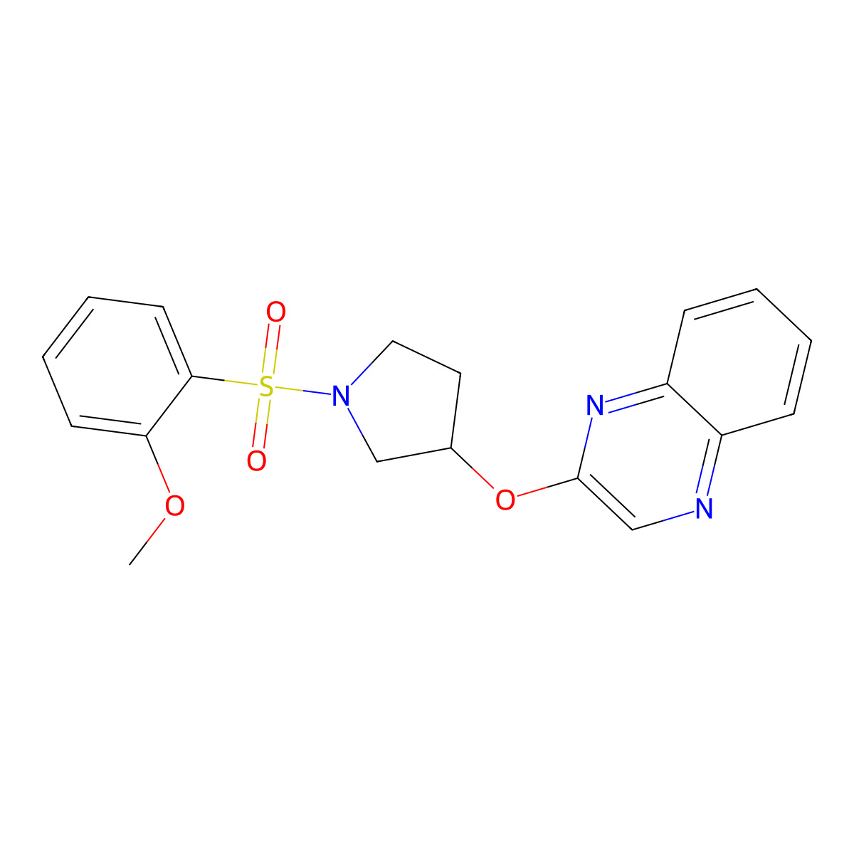 2-{[1-(2-Methoxybenzenesulfonyl)pyrrolidin-3-yl]oxy}quinoxaline molecular structure, CAS 2097933-48-5