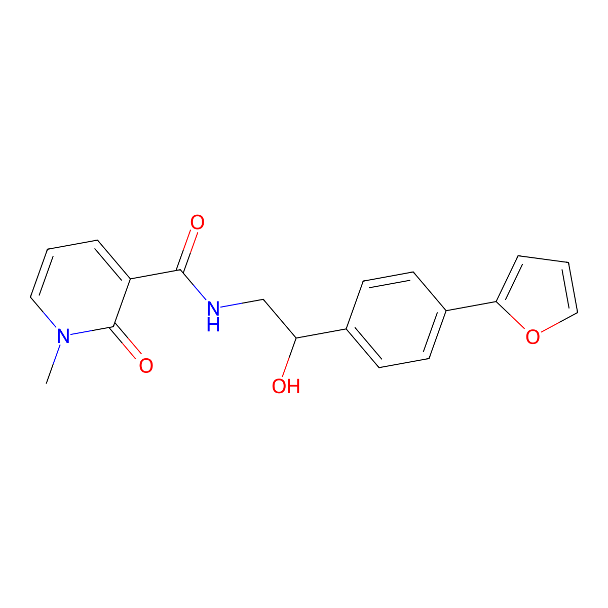 N-{2-[4-(furan-2-yl)phenyl]-2-hydroxyethyl}-1-methyl-2-oxo-1,2-dihydropyridine-3-carboxamide molecular structure, CAS 2097933-51-0