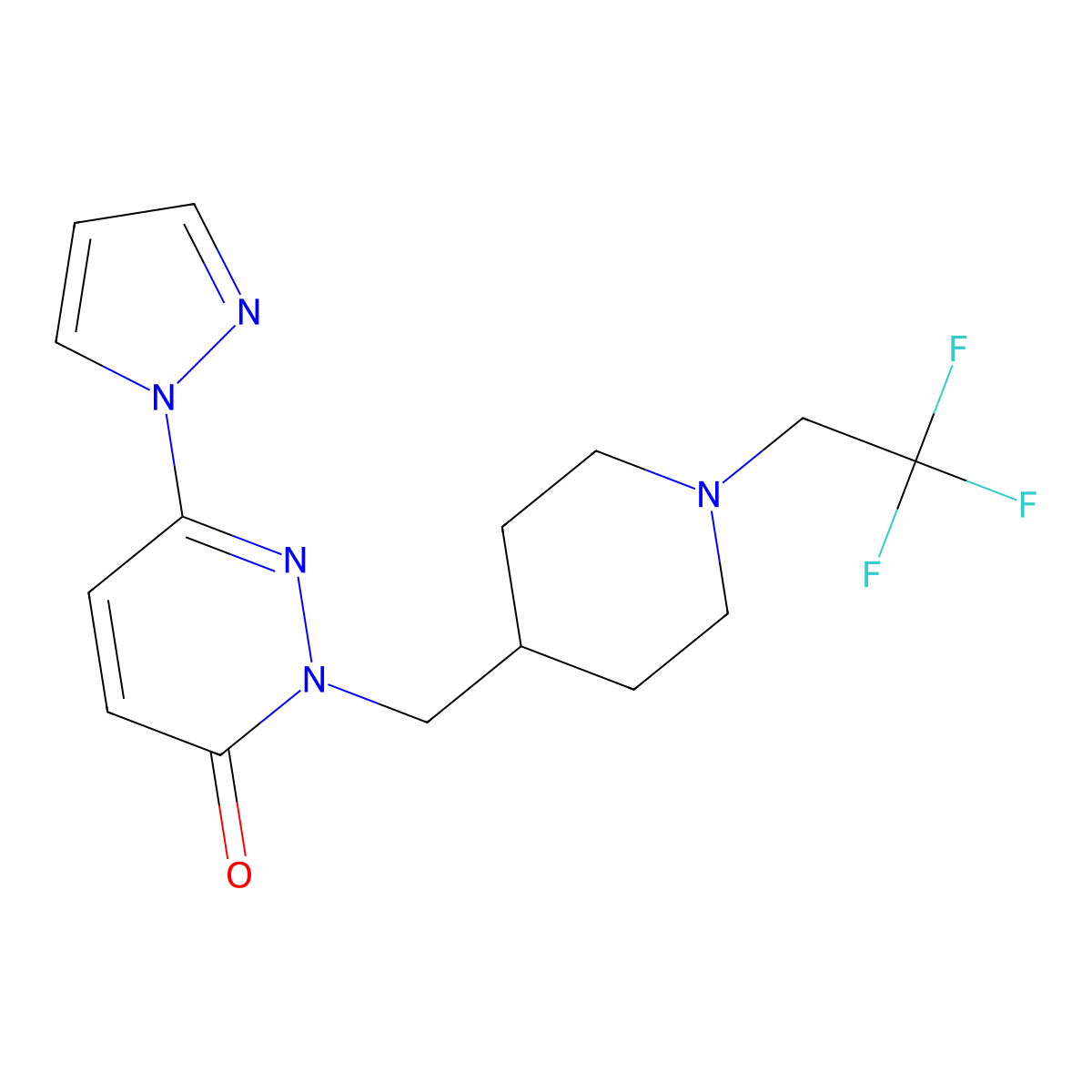 6-(1H-pyrazol-1-yl)-2-{[1-(2,2,2-trifluoroethyl)piperidin-4-yl]methyl}-2,3-dihydropyridazin-3-one molecular structure, CAS 2097933-55-4