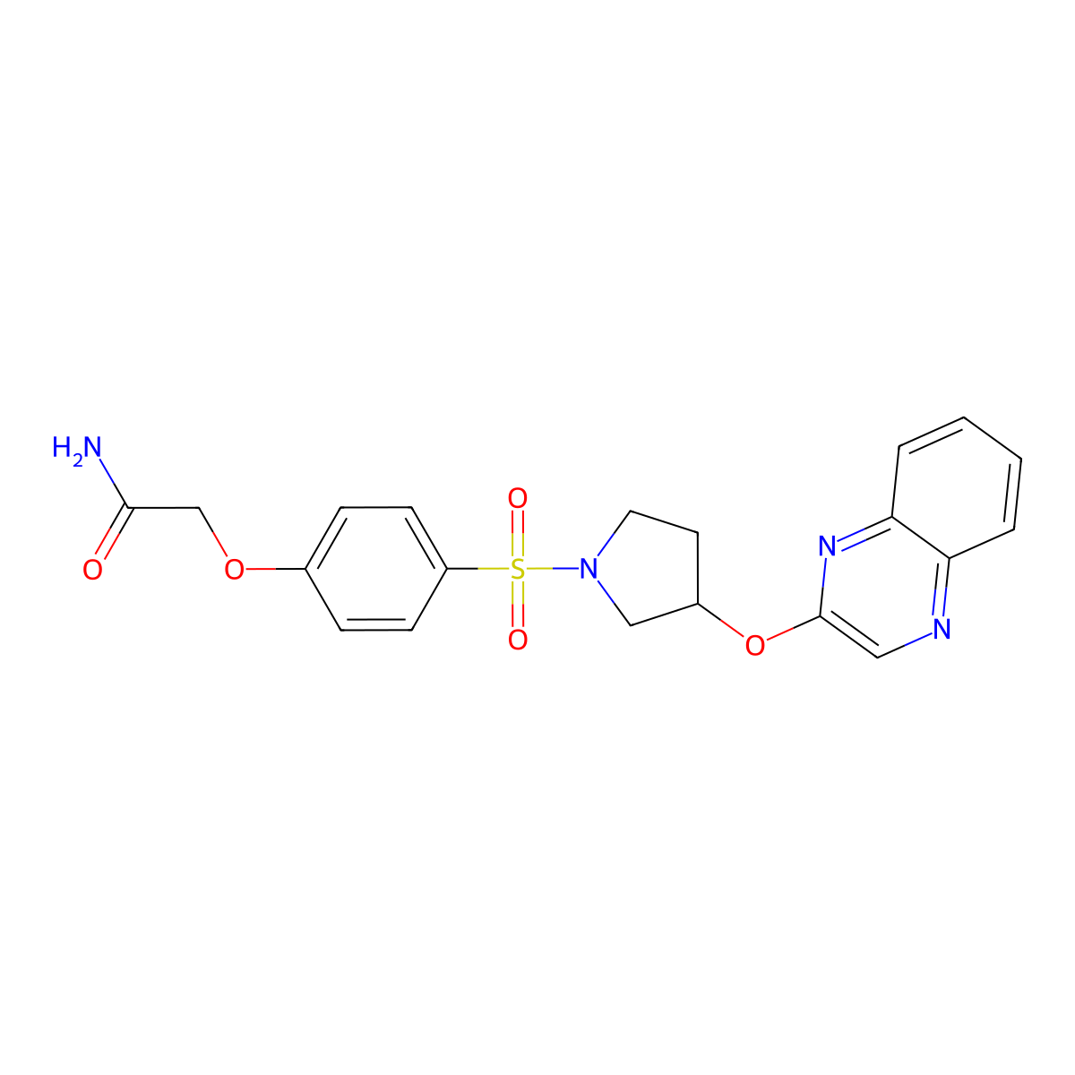 2-(4-{[3-(Quinoxalin-2-yloxy)pyrrolidin-1-yl]sulfonyl}phenoxy)acetamide molecular structure, CAS 2097933-64-5