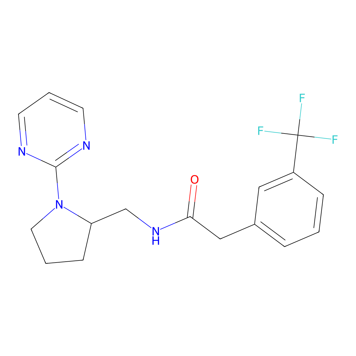 N-{[1-(pyrimidin-2-yl)pyrrolidin-2-yl]methyl}-2-[3-(trifluoromethyl)phenyl]acetamide molecular structure, CAS 2097933-65-6