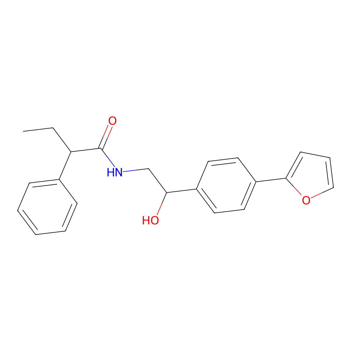 N-{2-[4-(furan-2-yl)phenyl]-2-hydroxyethyl}-2-phenylbutanamide molecular structure, CAS 2097933-67-8