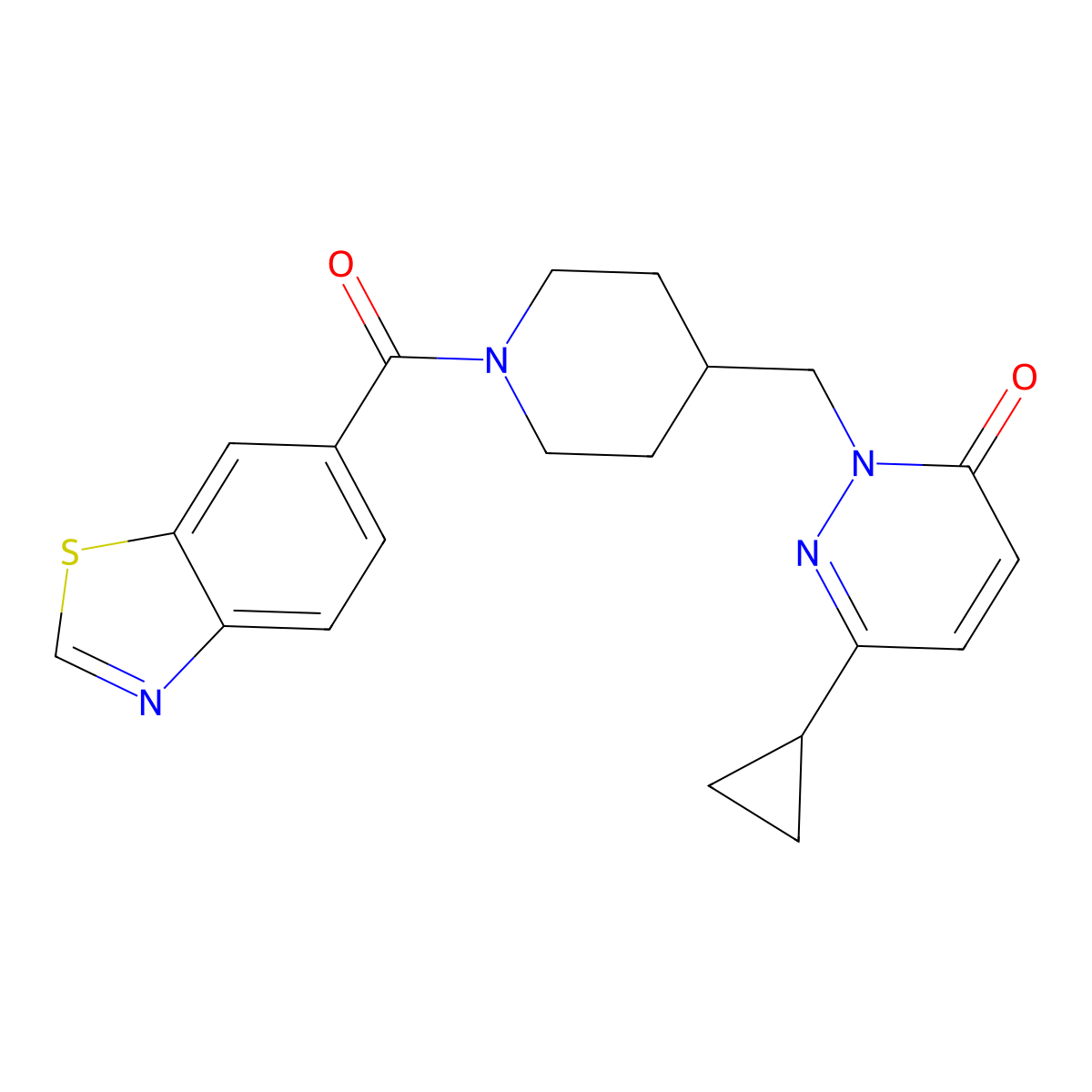 2-{[1-(1,3-Benzothiazole-6-carbonyl)piperidin-4-yl]methyl}-6-cyclopropyl-2,3-dihydropyridazin-3-one molecular structure, CAS 2097933-69-0