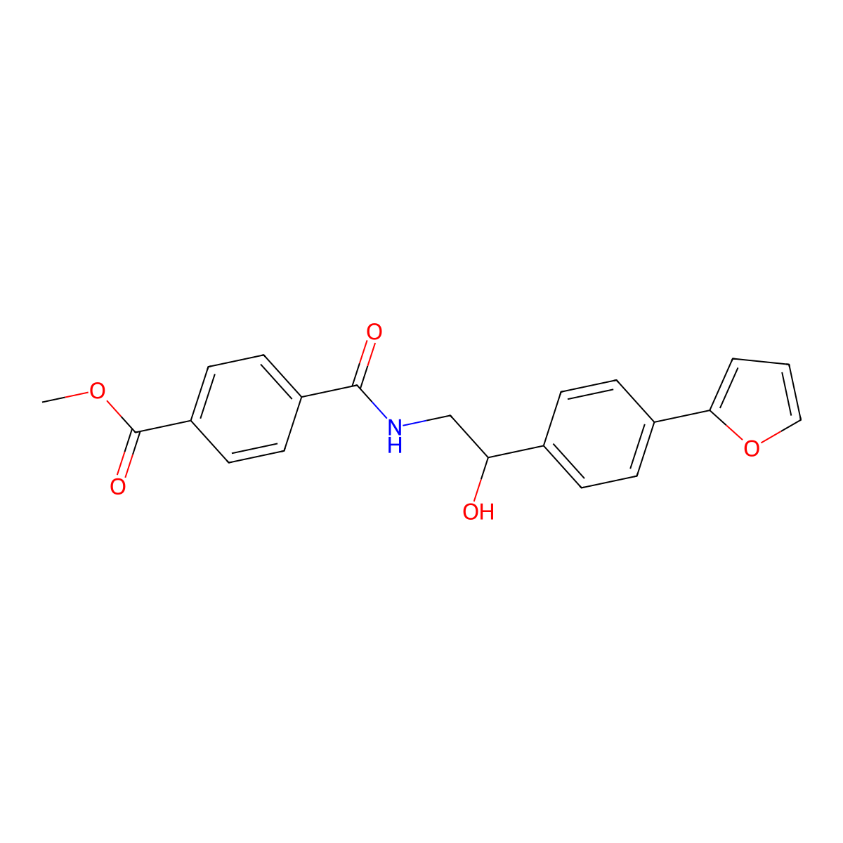 Methyl 4-({2-[4-(furan-2-yl)phenyl]-2-hydroxyethyl}carbamoyl)benzoate molecular structure, CAS 2097933-82-7