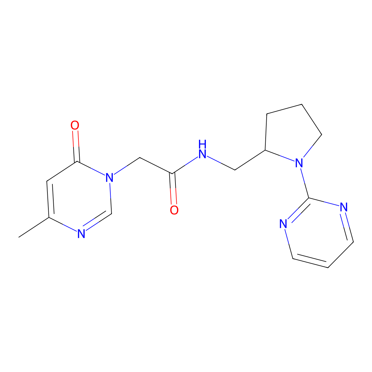 2-(4-methyl-6-oxo-1,6-dihydropyrimidin-1-yl)-N-{[1-(pyrimidin-2-yl)pyrrolidin-2-yl]methyl}acetamide molecular structure, CAS 2097933-90-7