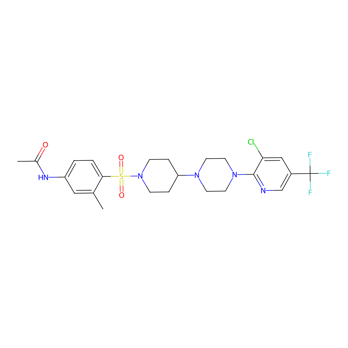 N-{4-[(4-{4-[3-chloro-5-(trifluoromethyl)pyridin-2-yl]piperazin-1-yl}piperidin-1-yl)sulfonyl]-3-methylphenyl}acetamide molecular structure, CAS 2097933-91-8