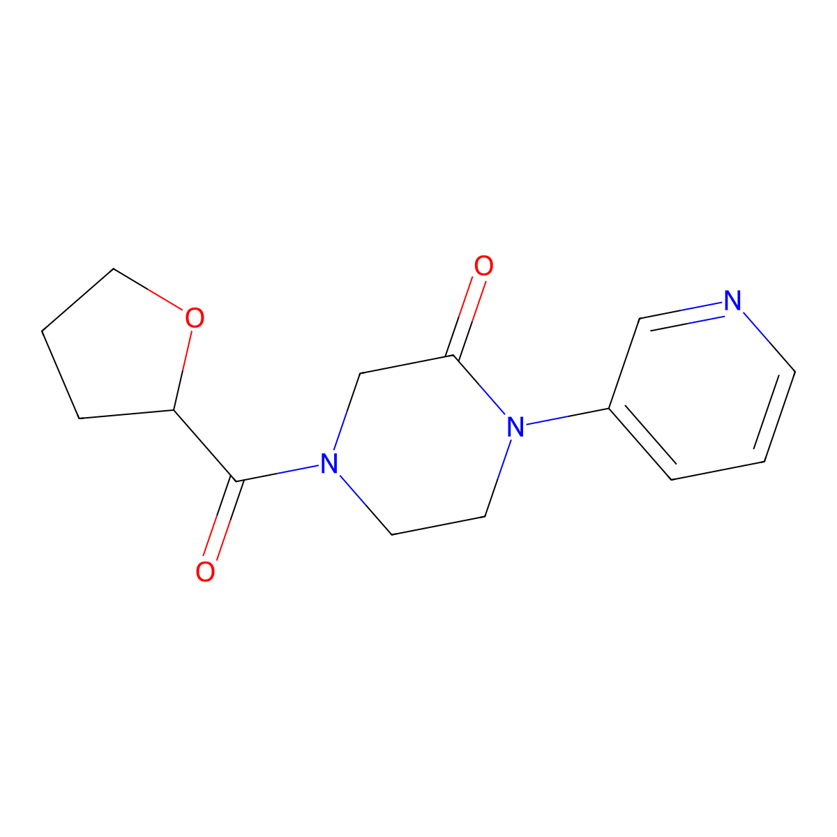 4-(Oxolane-2-carbonyl)-1-(pyridin-3-yl)piperazin-2-one molecular structure, CAS 2097933-92-9