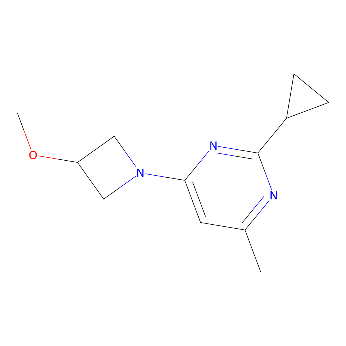 2-Cyclopropyl-4-(3-methoxyazetidin-1-yl)-6-methylpyrimidine molecular structure, CAS 2097933-93-0