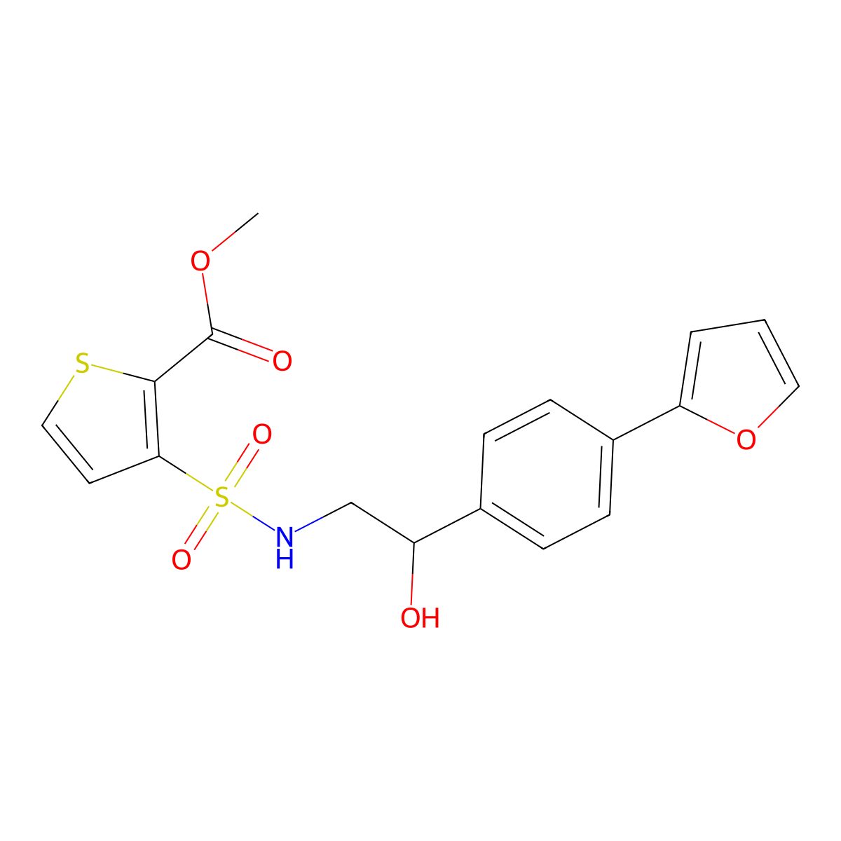 Methyl 3-({2-[4-(furan-2-yl)phenyl]-2-hydroxyethyl}sulfamoyl)thiophene-2-carboxylate molecular structure, CAS 2097934-05-7