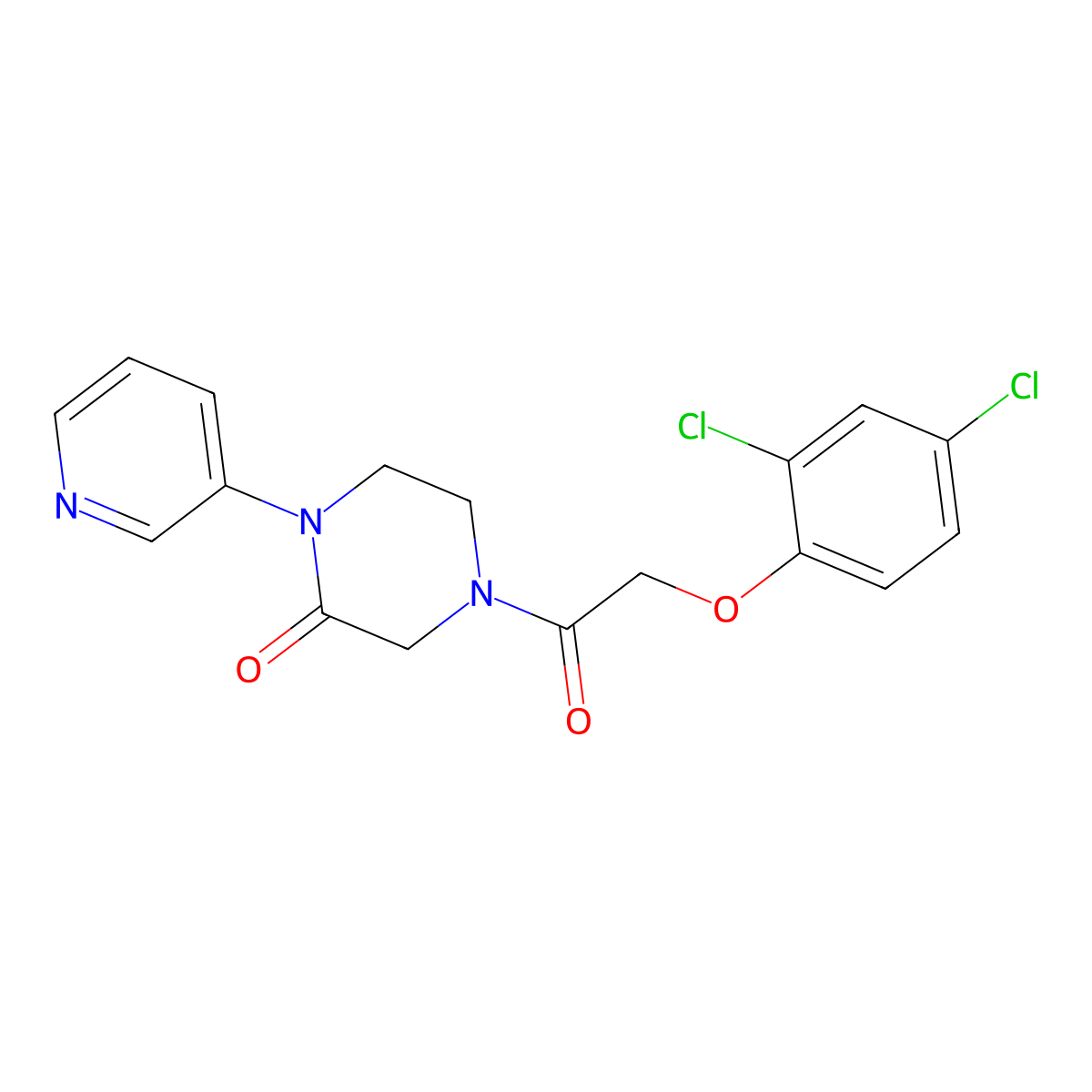 4-[2-(2,4-Dichlorophenoxy)acetyl]-1-(pyridin-3-yl)piperazin-2-one molecular structure, CAS 2097934-09-1