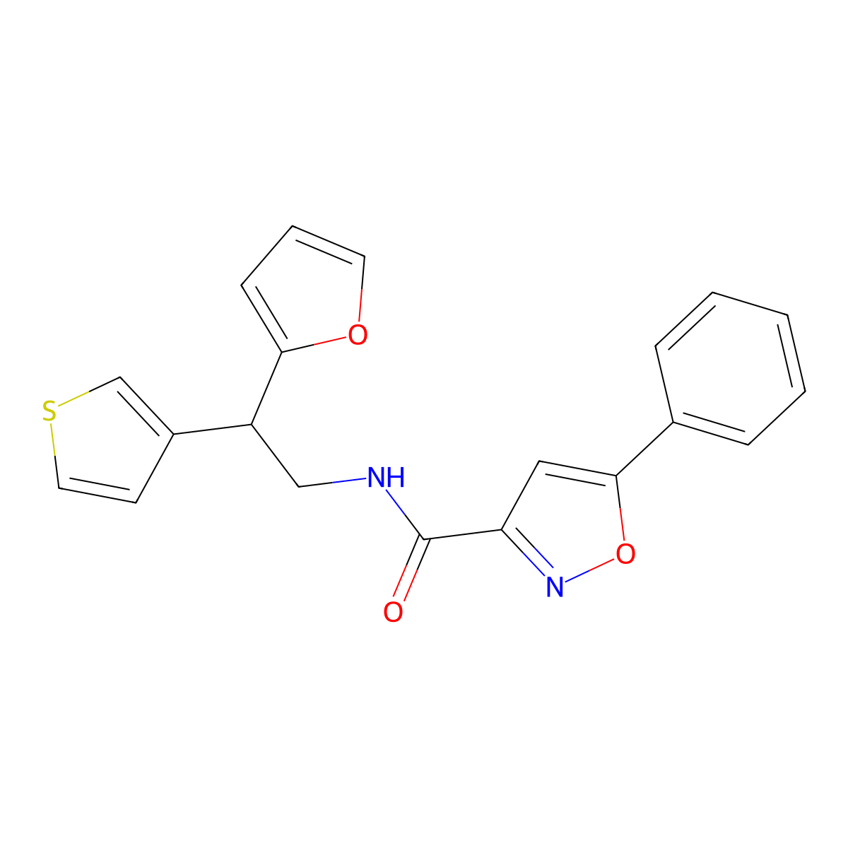 N-[2-(furan-2-yl)-2-(thiophen-3-yl)ethyl]-5-phenyl-1,2-oxazole-3-carboxamide molecular structure, CAS 2097934-11-5
