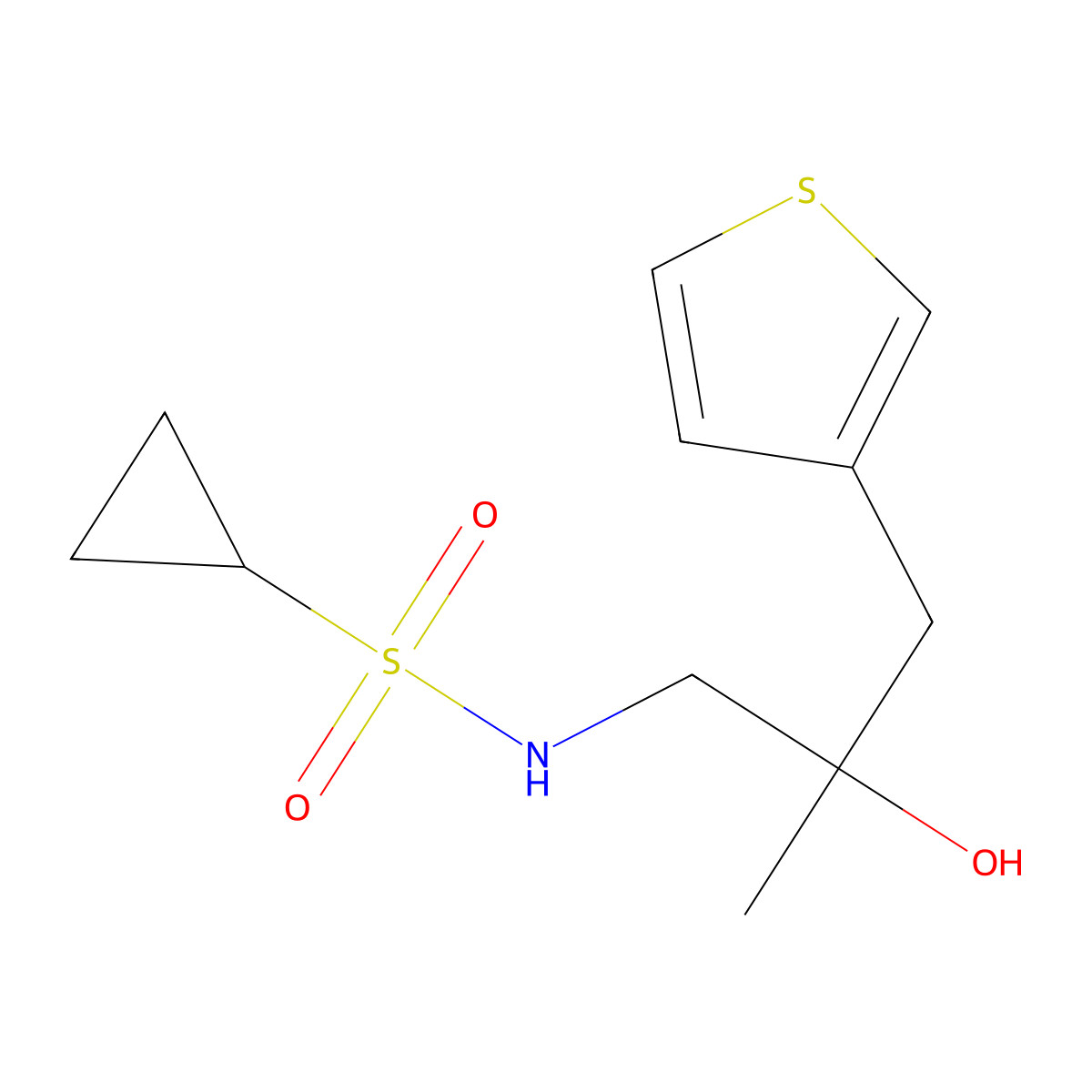N-[2-hydroxy-2-methyl-3-(thiophen-3-yl)propyl]cyclopropanesulfonamide molecular structure, CAS 2097934-12-6