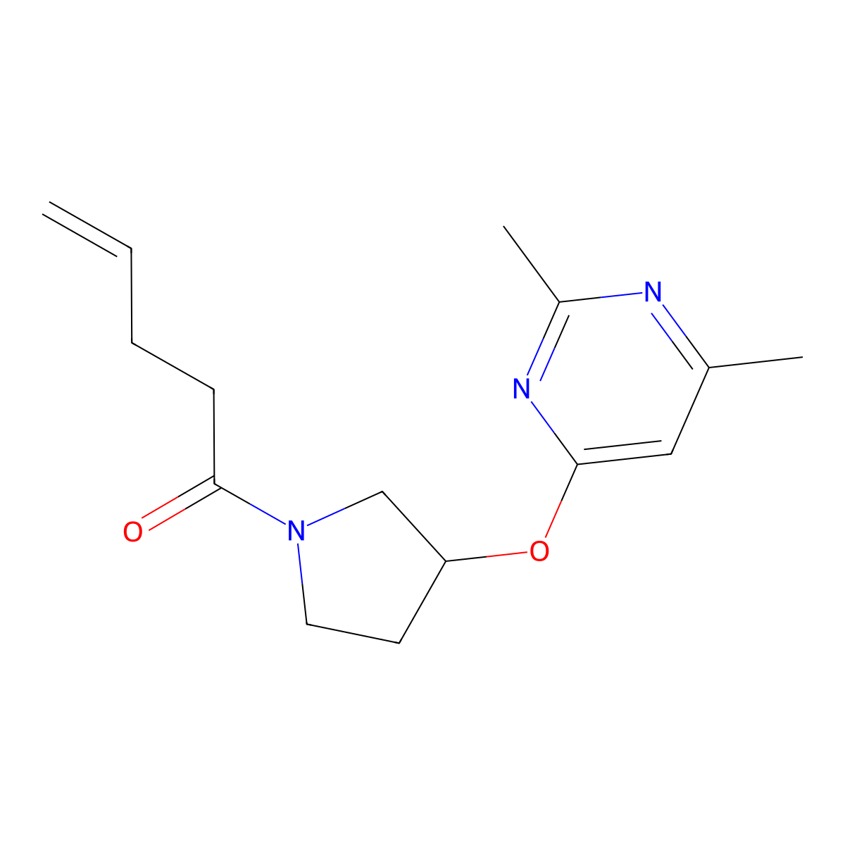 1-{3-[(2,6-Dimethylpyrimidin-4-yl)oxy]pyrrolidin-1-yl}pent-4-en-1-one molecular structure, CAS 2097934-13-7