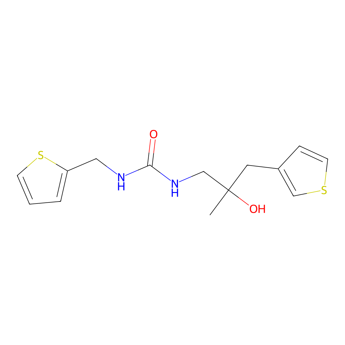 1-[2-Hydroxy-2-methyl-3-(thiophen-3-yl)propyl]-3-[(thiophen-2-yl)methyl]urea molecular structure, CAS 2097934-15-9