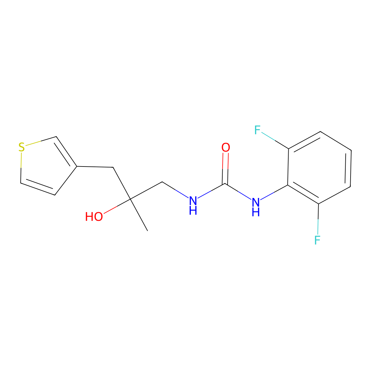 1-(2,6-Difluorophenyl)-3-{2-hydroxy-2-[(thiophen-3-yl)methyl]propyl}urea molecular structure, CAS 2097934-21-7