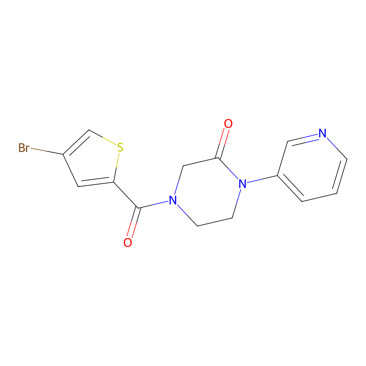 4-(4-Bromothiophene-2-carbonyl)-1-(pyridin-3-yl)piperazin-2-one molecular structure, CAS 2097934-27-3