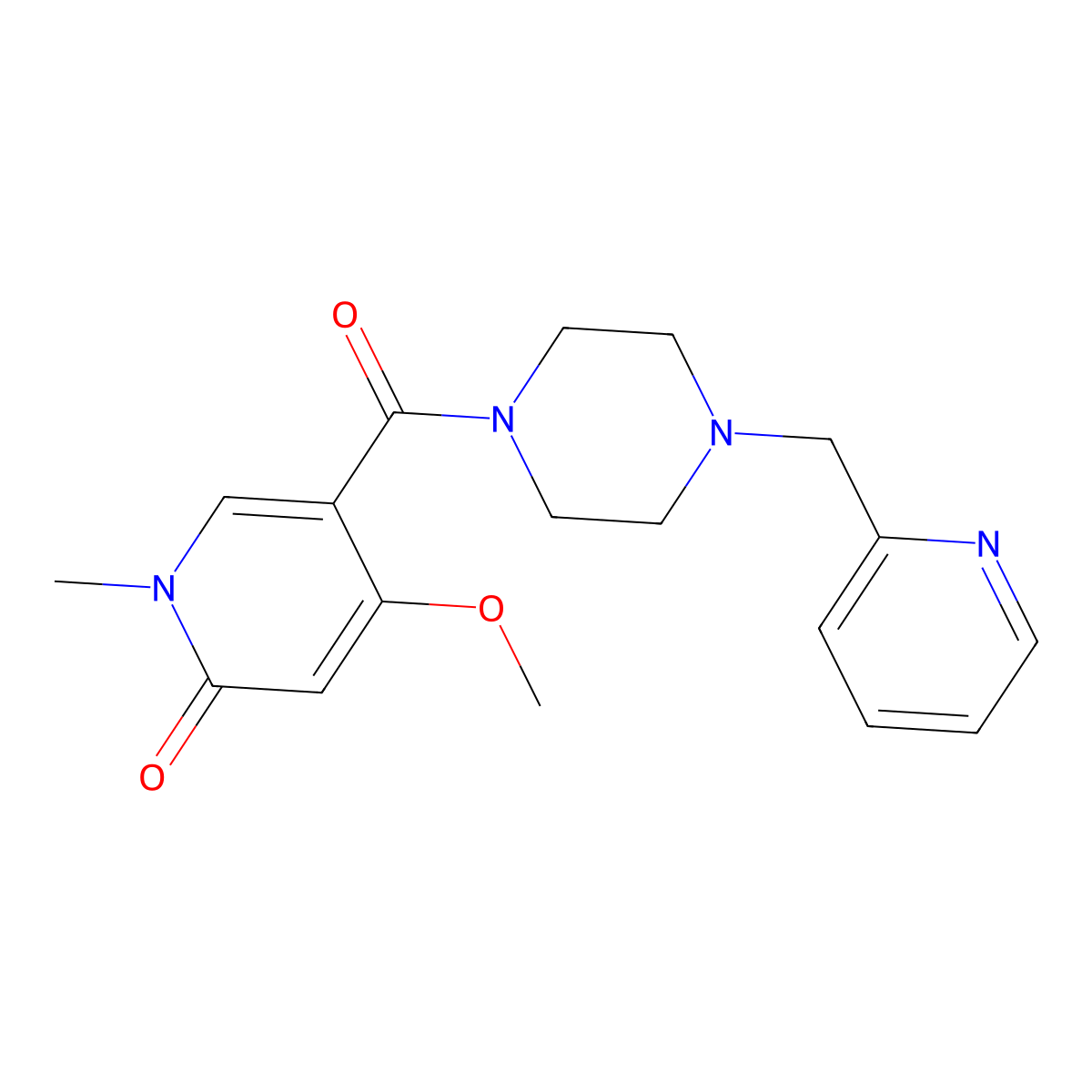 4-Methoxy-1-methyl-5-{4-[(pyridin-2-yl)methyl]piperazine-1-carbonyl}-1,2-dihydropyridin-2-one molecular structure, CAS 2097934-29-5