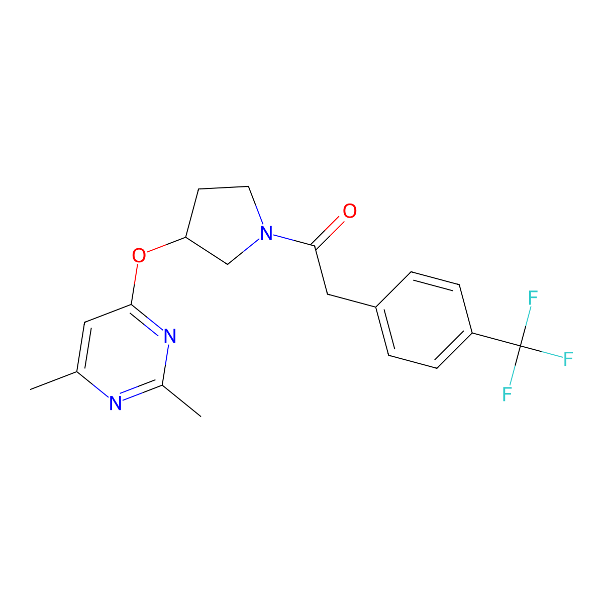 1-{3-[(2,6-Dimethylpyrimidin-4-yl)oxy]pyrrolidin-1-yl}-2-[4-(trifluoromethyl)phenyl]ethan-1-one molecular structure, CAS 2097934-36-4