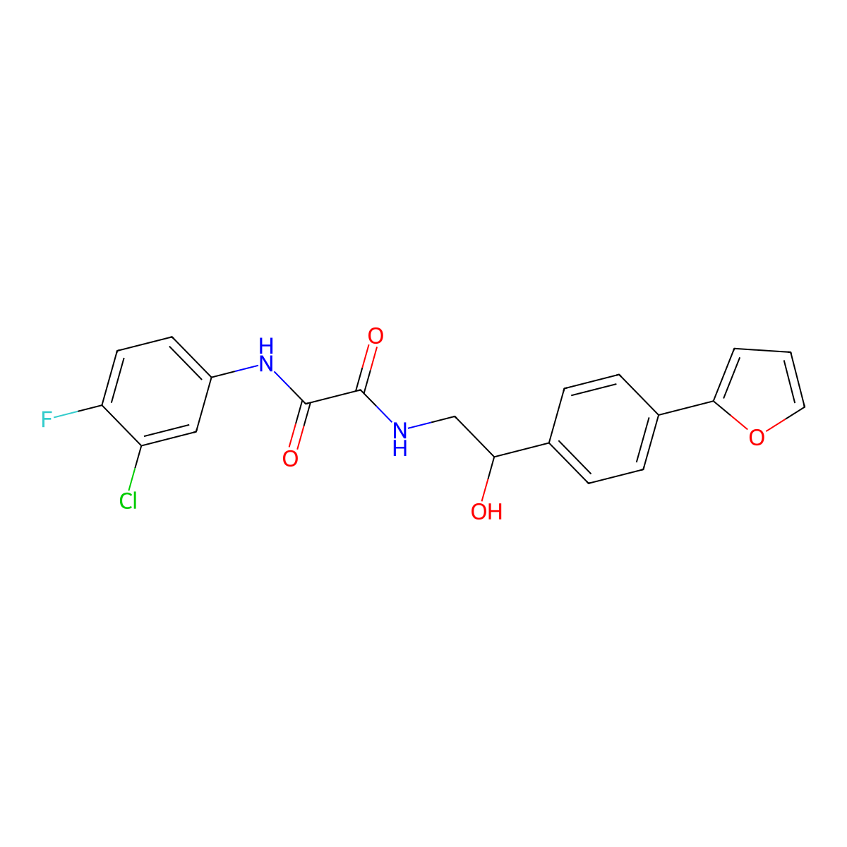 N-(3-chloro-4-fluorophenyl)-N'-{2-[4-(furan-2-yl)phenyl]-2-hydroxyethyl}ethanediamide molecular structure, CAS 2097934-41-1