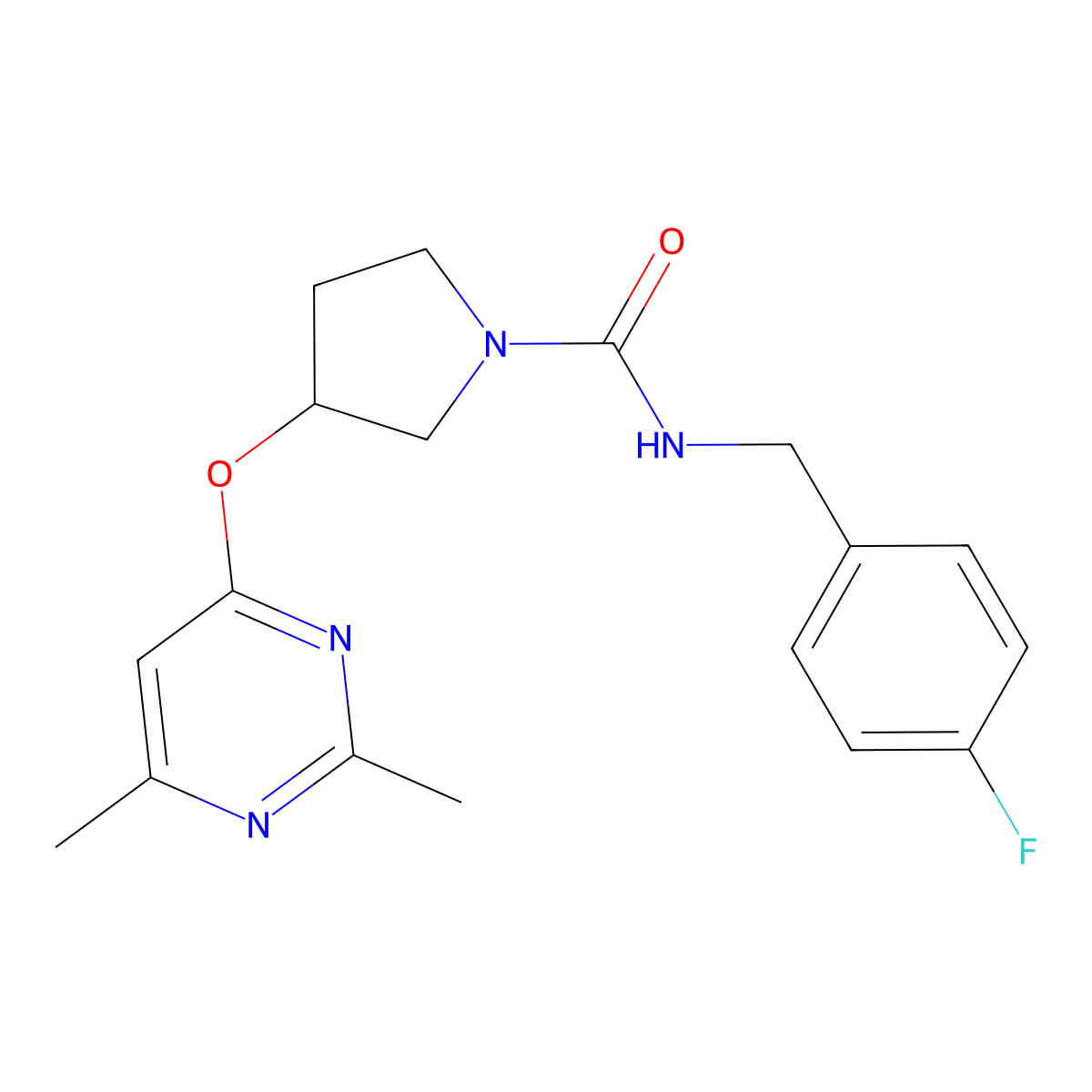 3-[(2,6-dimethylpyrimidin-4-yl)oxy]-N-[(4-fluorophenyl)methyl]pyrrolidine-1-carboxamide molecular structure, CAS 2097934-42-2