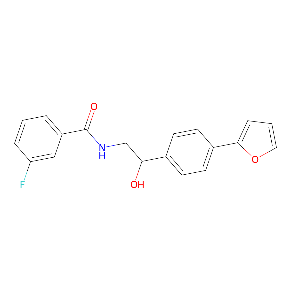 3-fluoro-N-{2-[4-(furan-2-yl)phenyl]-2-hydroxyethyl}benzamide molecular structure, CAS 2097934-48-8