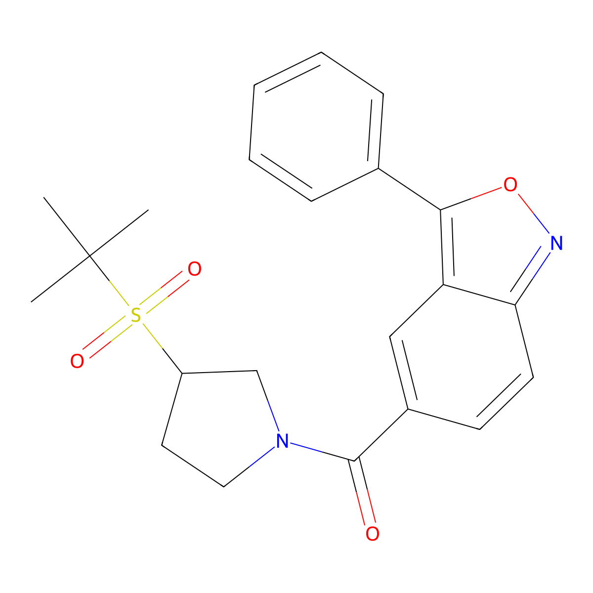 (3-(Tert-butylsulfonyl)pyrrolidin-1-yl)(3-phenylbenzo[c]isoxazol-5-yl)methanone molecular structure, CAS 2097934-51-3