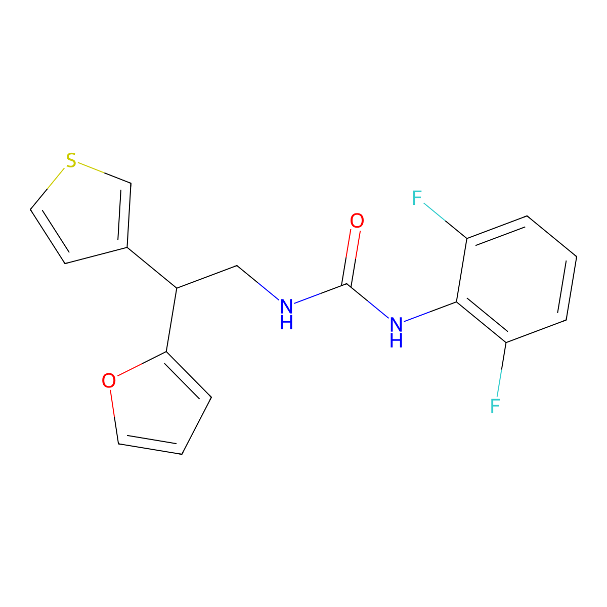 1-(2,6-Difluorophenyl)-3-[2-(furan-2-yl)-2-(thiophen-3-yl)ethyl]urea molecular structure, CAS 2097934-54-6