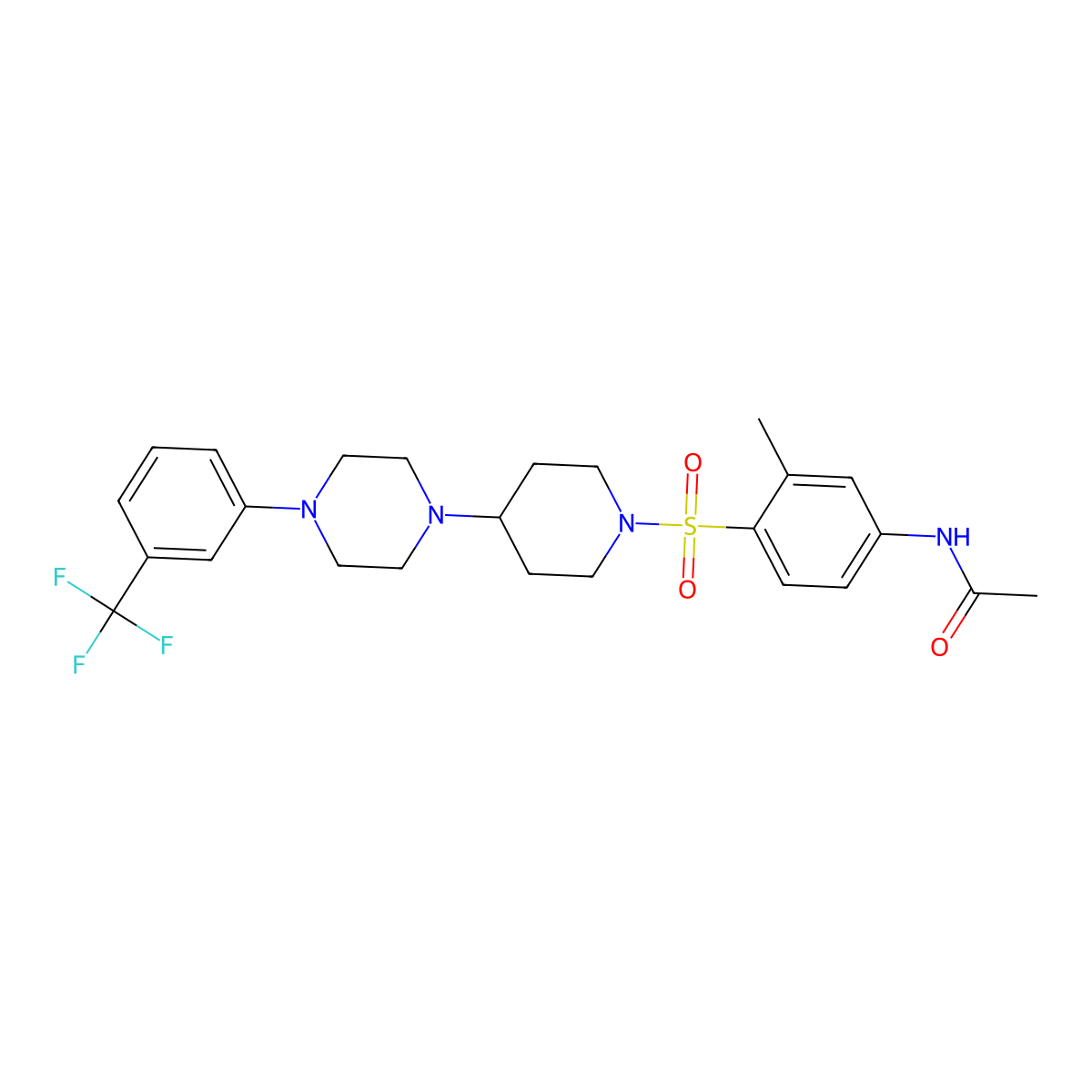 N-{3-methyl-4-[(4-{4-[3-(trifluoromethyl)phenyl]piperazin-1-yl}piperidin-1-yl)sulfonyl]phenyl}acetamide molecular structure, CAS 2097934-58-0