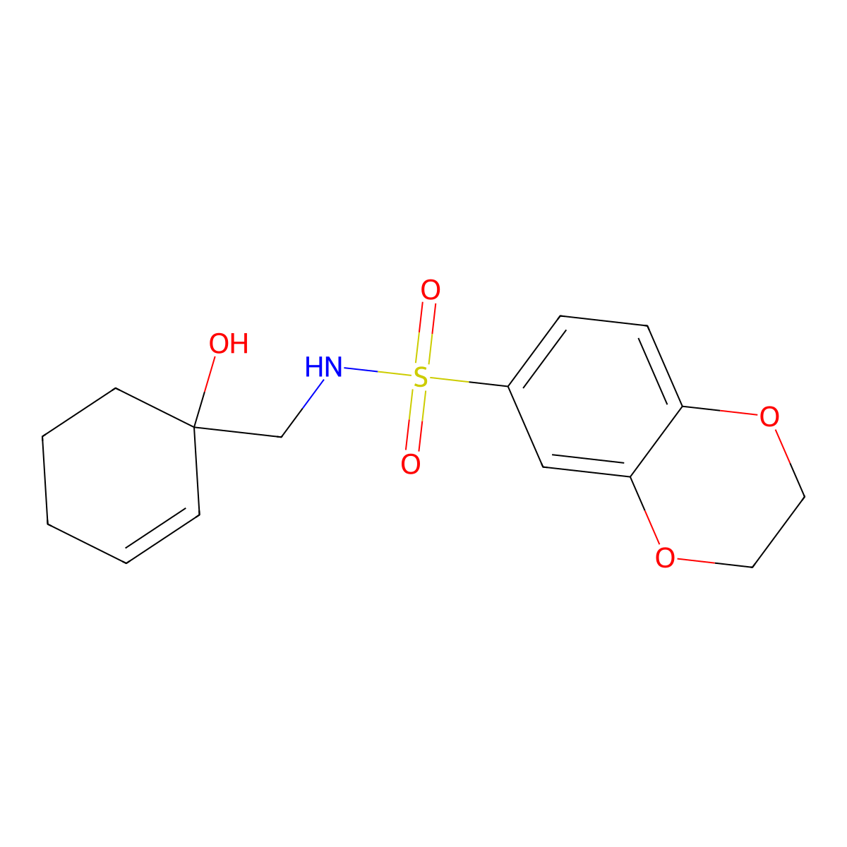 N-[(1-hydroxycyclohex-2-en-1-yl)methyl]-2,3-dihydro-1,4-benzodioxine-6-sulfonamide molecular structure, CAS 2097934-59-1