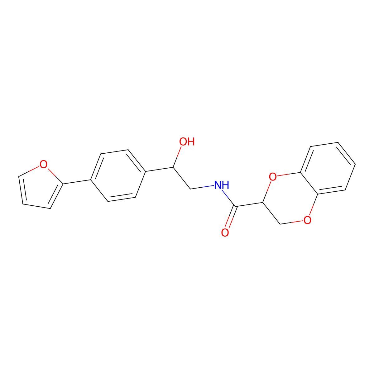 N-{2-[4-(furan-2-yl)phenyl]-2-hydroxyethyl}-2,3-dihydro-1,4-benzodioxine-2-carboxamide molecular structure, CAS 2097934-60-4