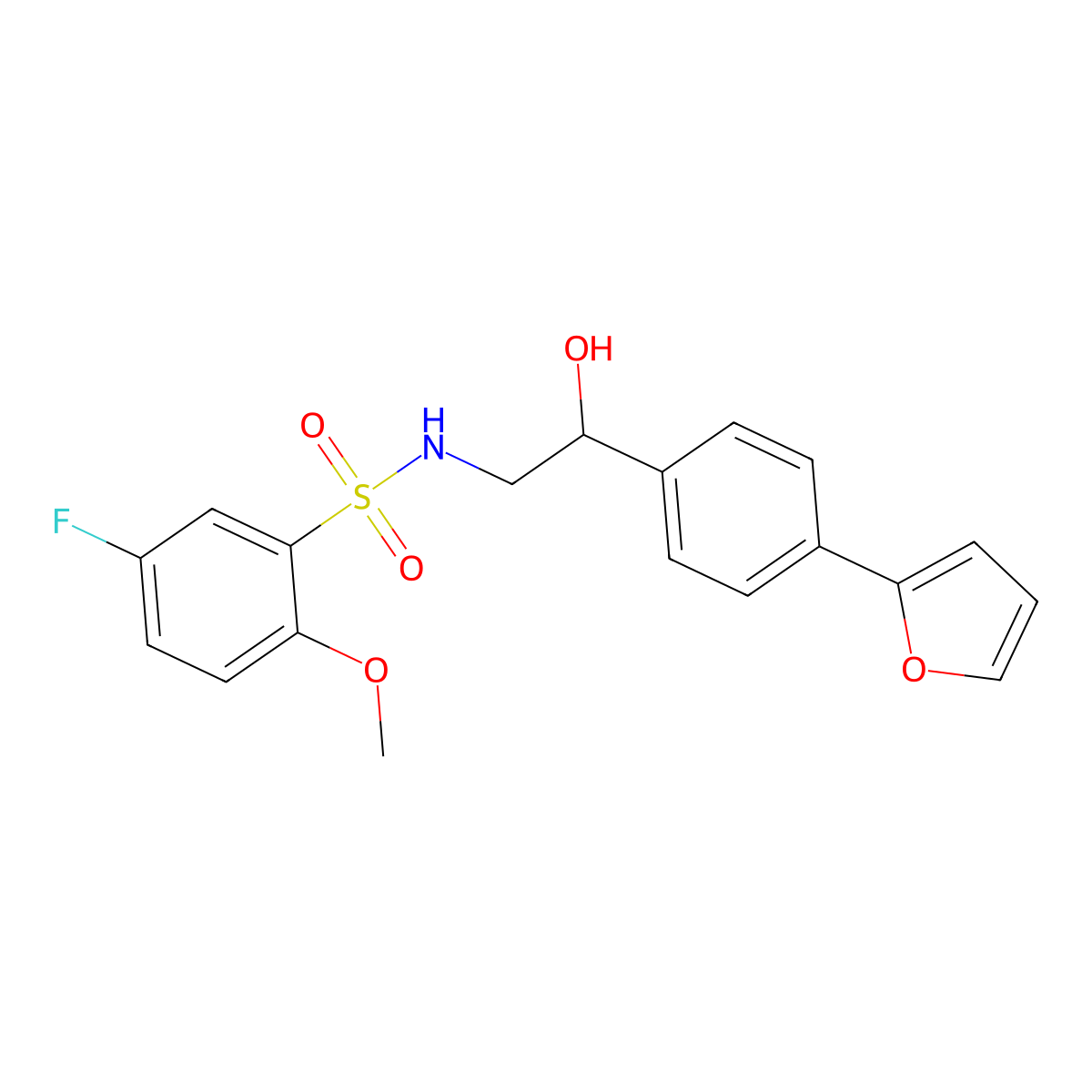 5-fluoro-N-{2-[4-(furan-2-yl)phenyl]-2-hydroxyethyl}-2-methoxybenzene-1-sulfonamide molecular structure, CAS 2097934-65-9