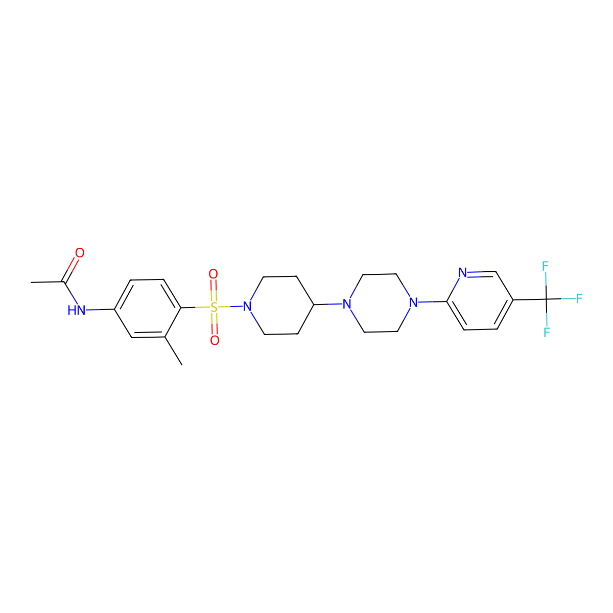 N-{3-methyl-4-[(4-{4-[5-(trifluoromethyl)pyridin-2-yl]piperazin-1-yl}piperidin-1-yl)sulfonyl]phenyl}acetamide molecular structure, CAS 2097934-66-0