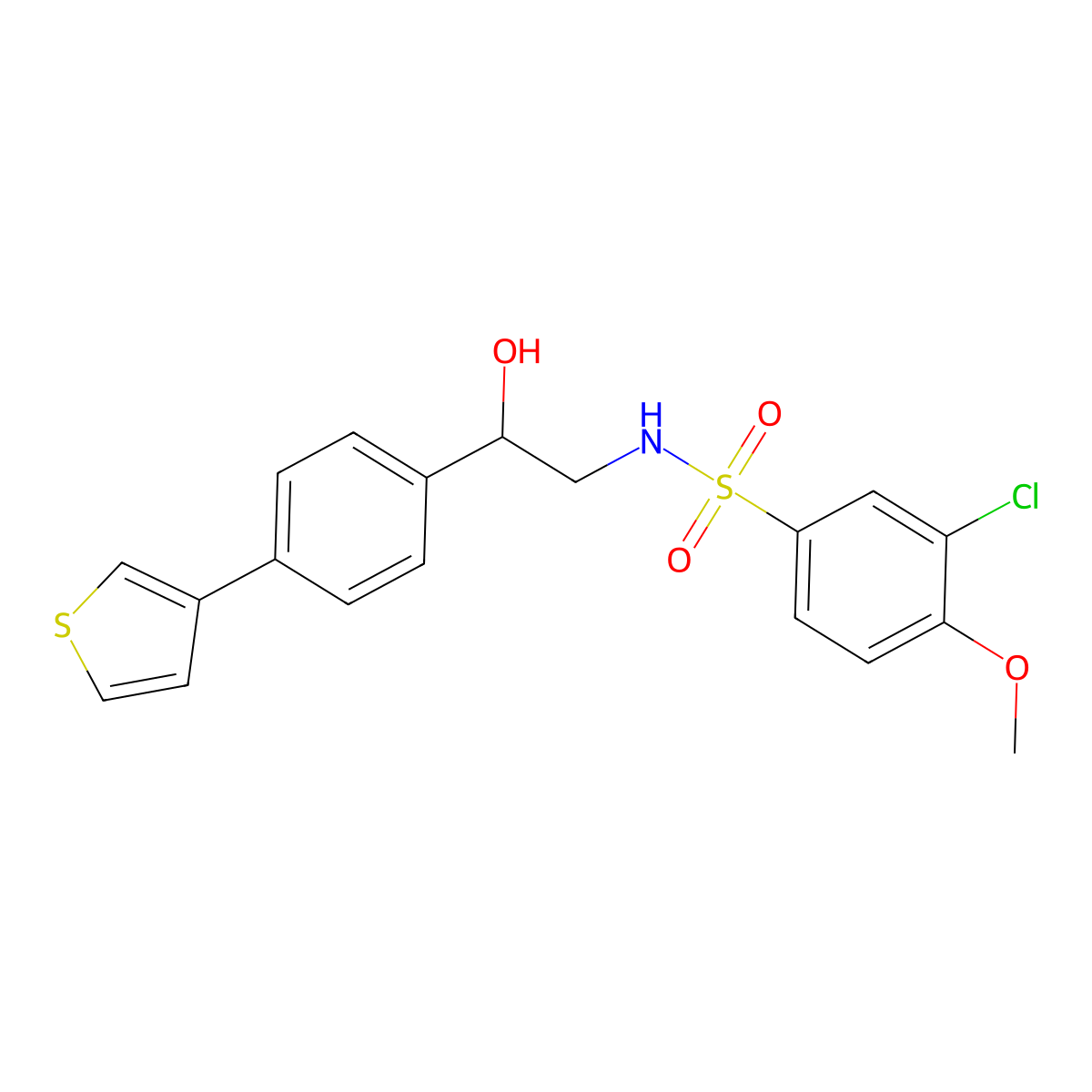 3-chloro-N-{2-hydroxy-2-[4-(thiophen-3-yl)phenyl]ethyl}-4-methoxybenzene-1-sulfonamide molecular structure, CAS 2097934-70-6