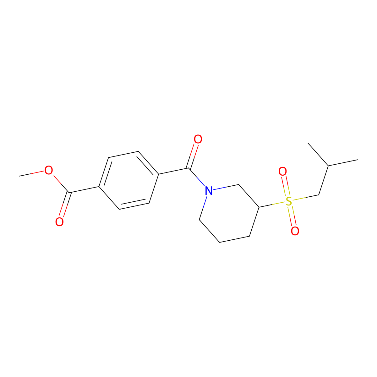 Methyl 4-[3-(2-methylpropanesulfonyl)piperidine-1-carbonyl]benzoate molecular structure, CAS 2097934-72-8