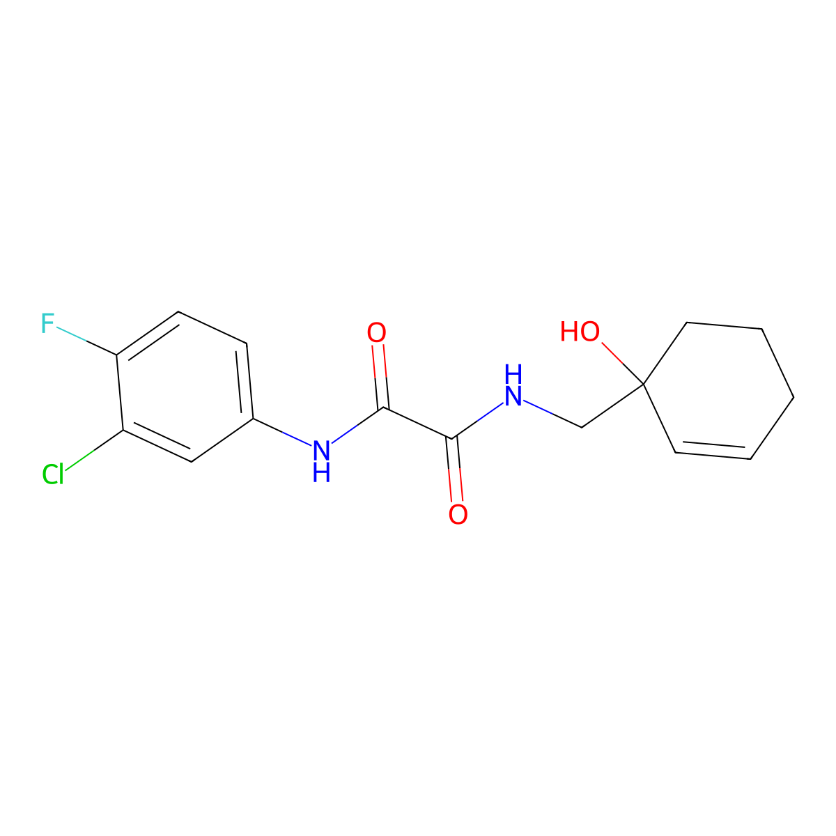 N-(3-chloro-4-fluorophenyl)-N'-[(1-hydroxycyclohex-2-en-1-yl)methyl]ethanediamide molecular structure, CAS 2097934-76-2