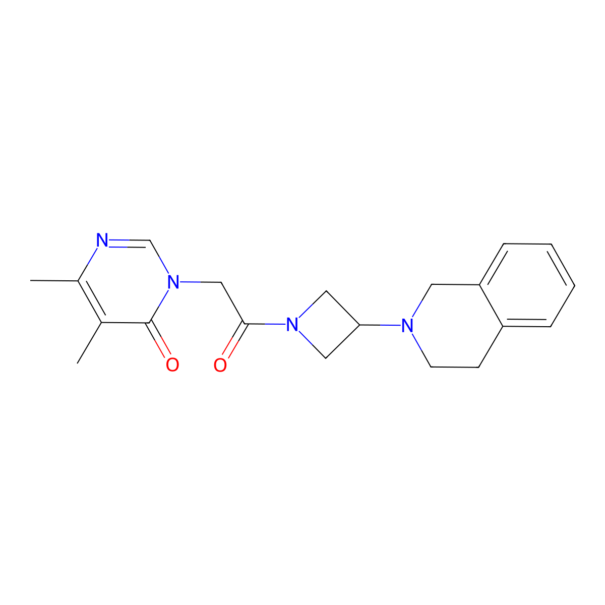 3-(2-(3-(3,4-dihydroisoquinolin-2(1H)-yl)azetidin-1-yl)-2-oxoethyl)-5,6-dimethylpyrimidin-4(3H)-one molecular structure, CAS 2097934-82-0