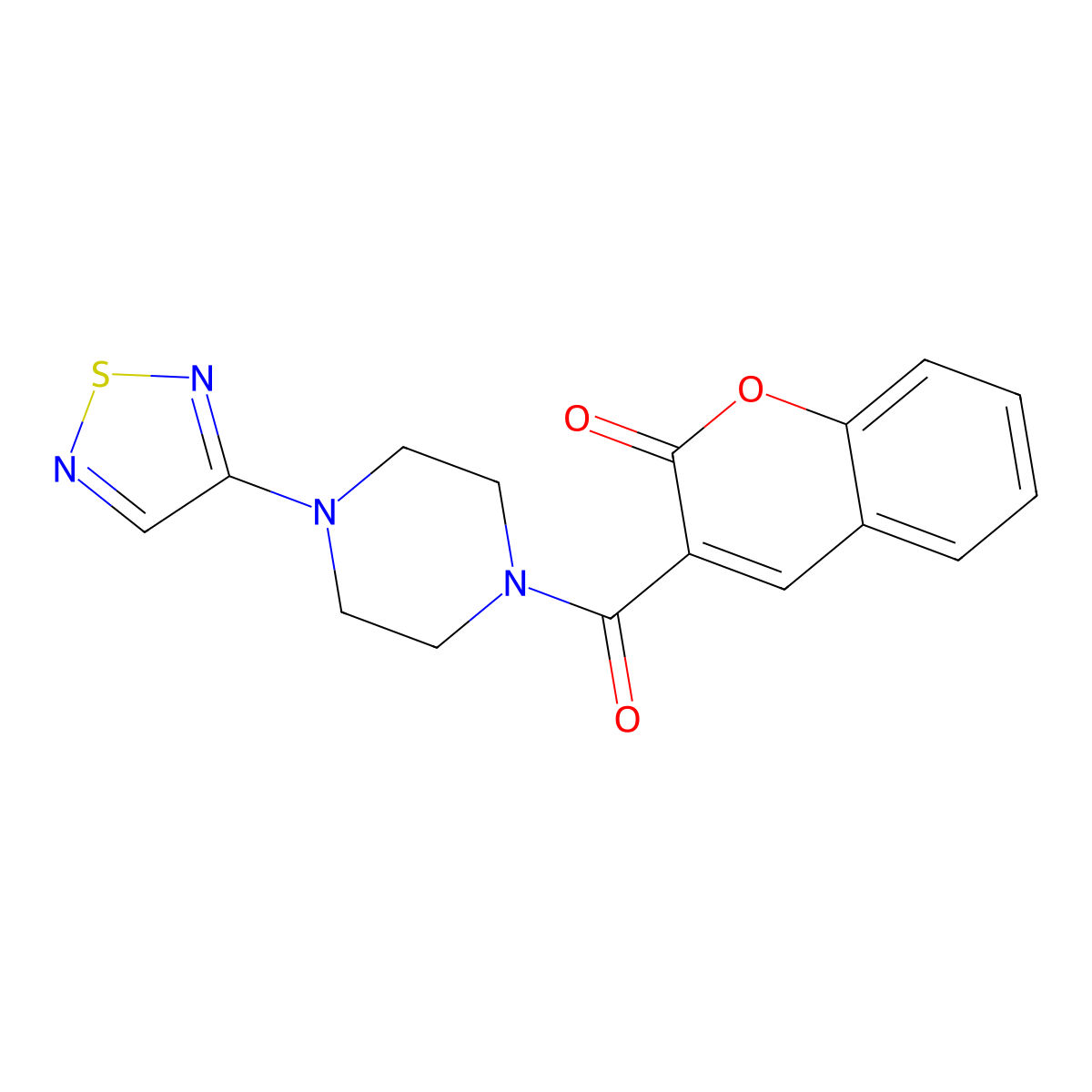 3-[4-(1,2,5-thiadiazol-3-yl)piperazine-1-carbonyl]-2H-chromen-2-one molecular structure, CAS 2097934-89-7