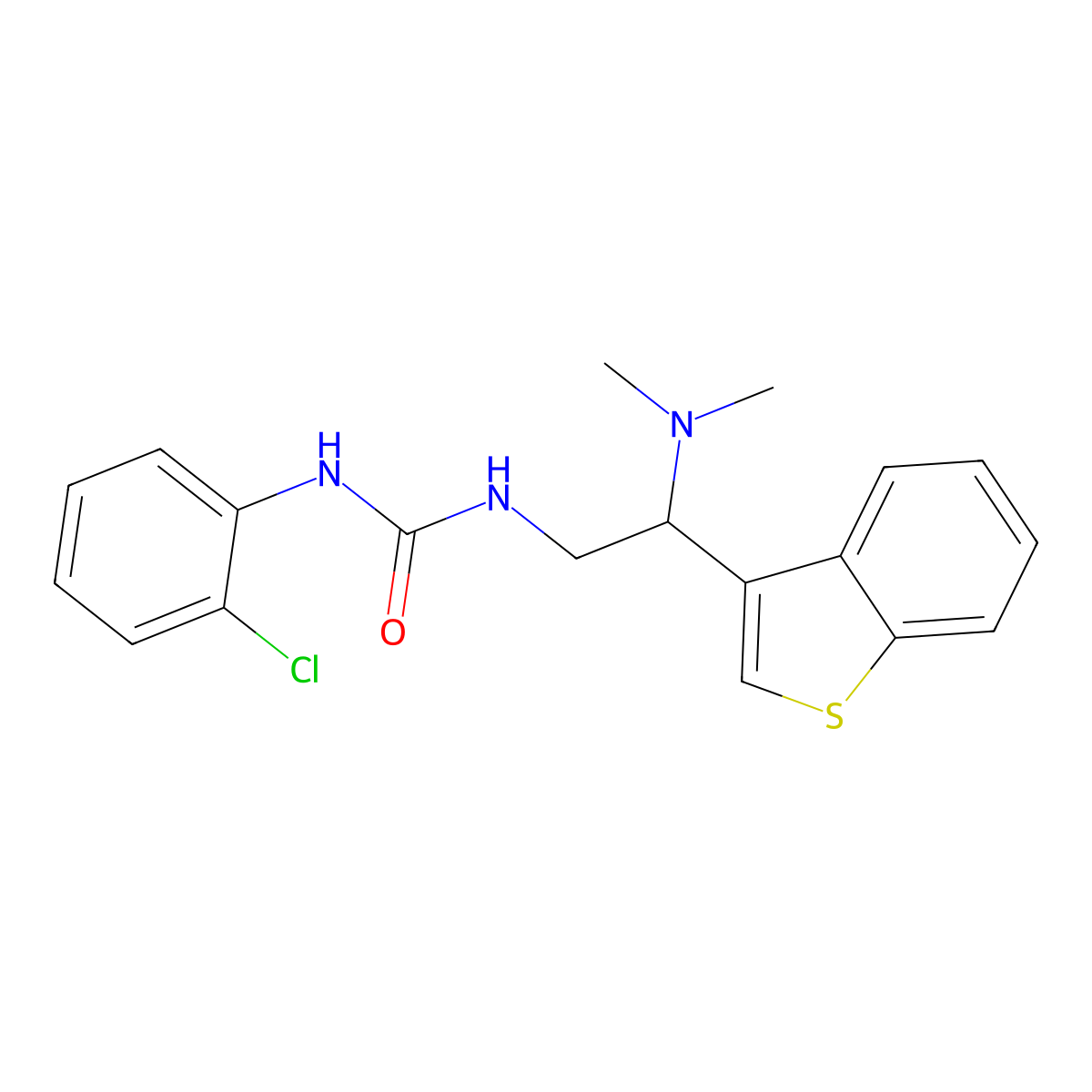 3-[2-(1-Benzothiophen-3-yl)-2-(dimethylamino)ethyl]-1-(2-chlorophenyl)urea molecular structure, CAS 2097934-90-0