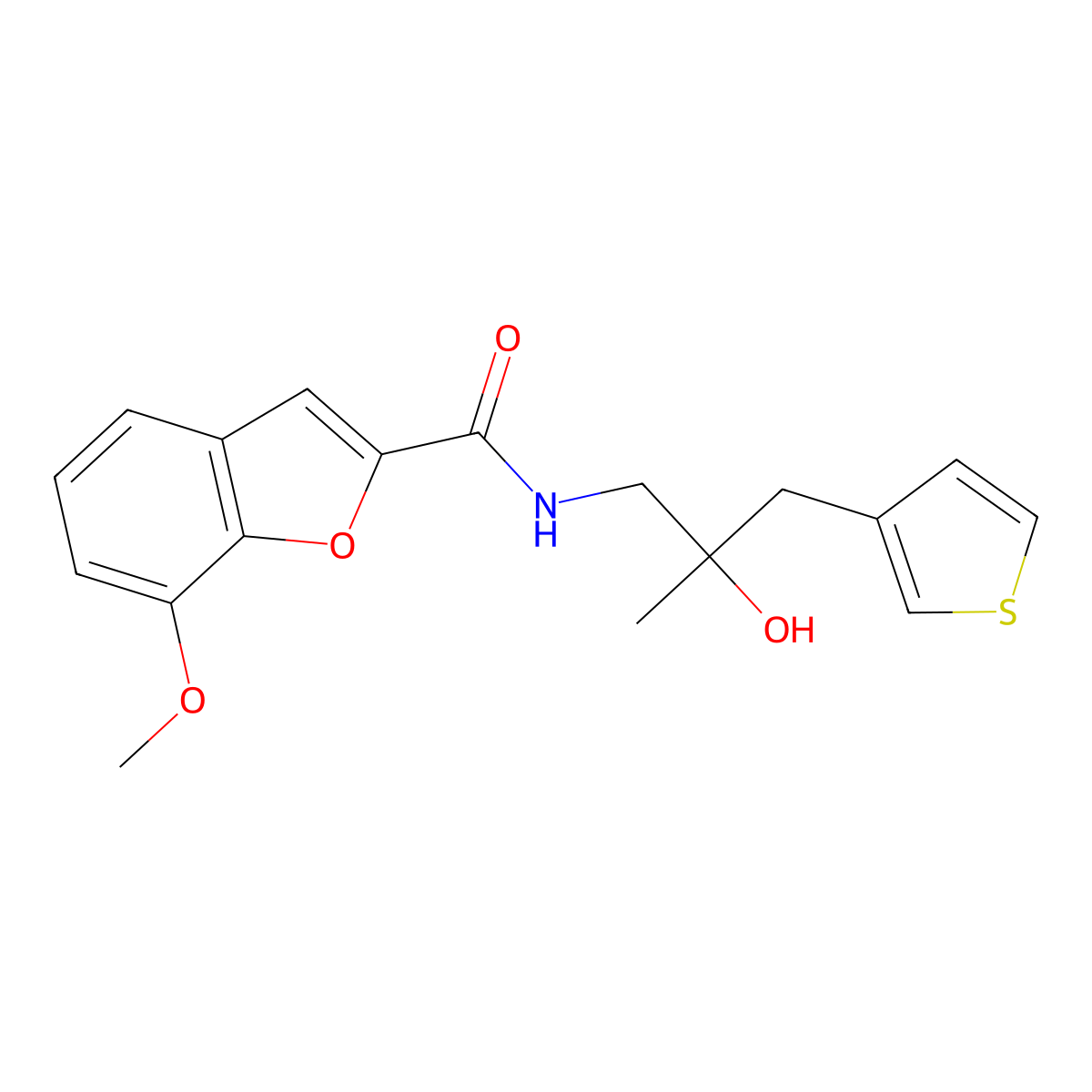 N-[2-hydroxy-2-methyl-3-(thiophen-3-yl)propyl]-7-methoxy-1-benzofuran-2-carboxamide molecular structure, CAS 2097934-93-3
