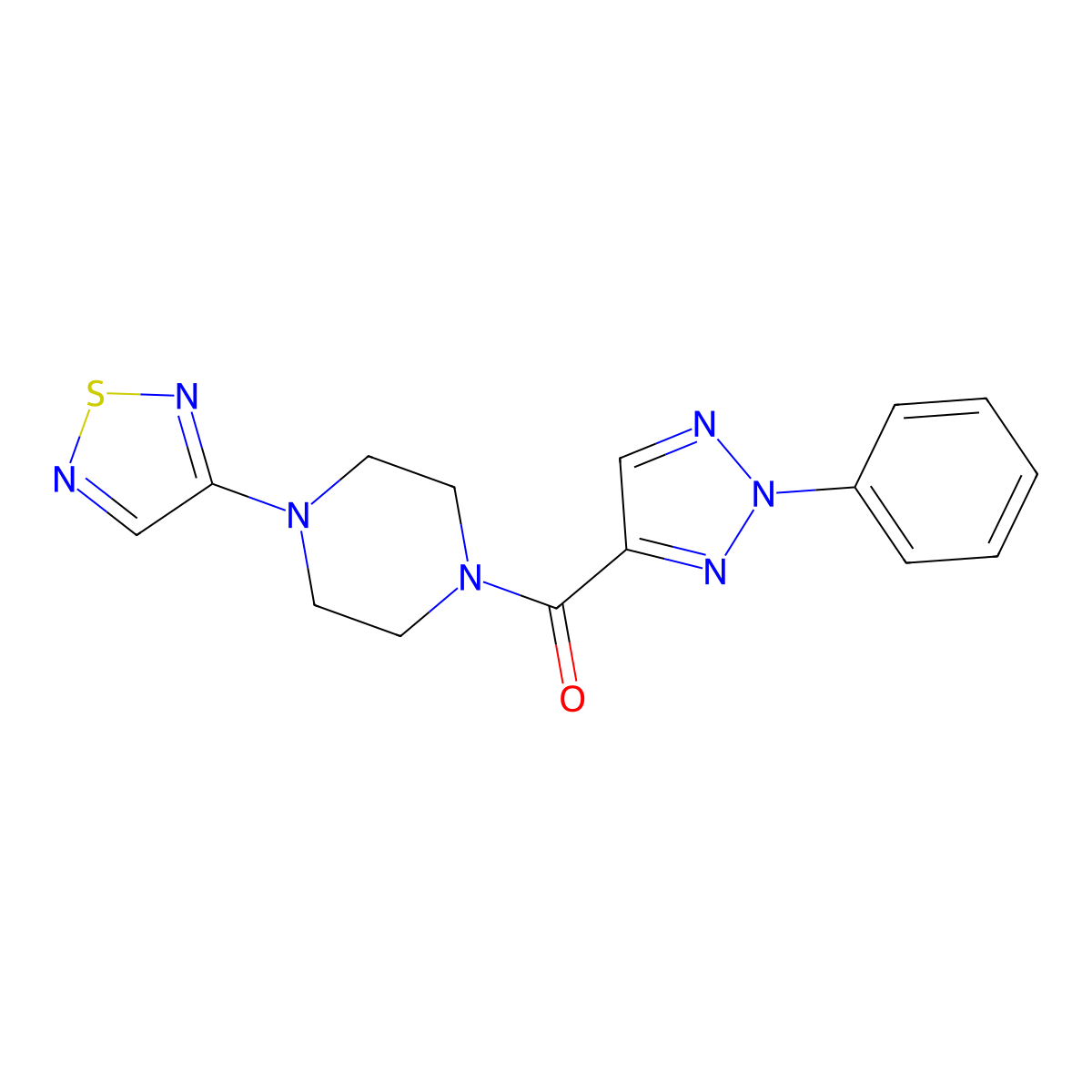 1-(2-phenyl-2H-1,2,3-triazole-4-carbonyl)-4-(1,2,5-thiadiazol-3-yl)piperazine molecular structure, CAS 2097934-96-6
