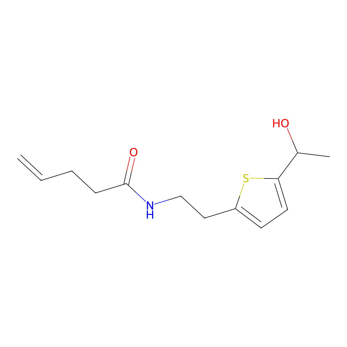 N-{2-[5-(1-hydroxyethyl)thiophen-2-yl]ethyl}pent-4-enamide molecular structure, CAS 2097935-03-8