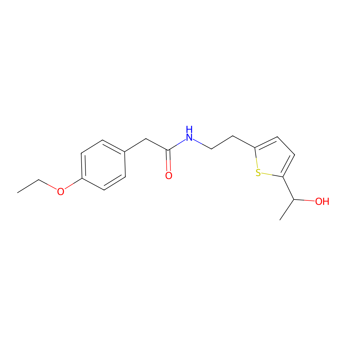 2-(4-ethoxyphenyl)-N-{2-[5-(1-hydroxyethyl)thiophen-2-yl]ethyl}acetamide molecular structure, CAS 2097935-06-1