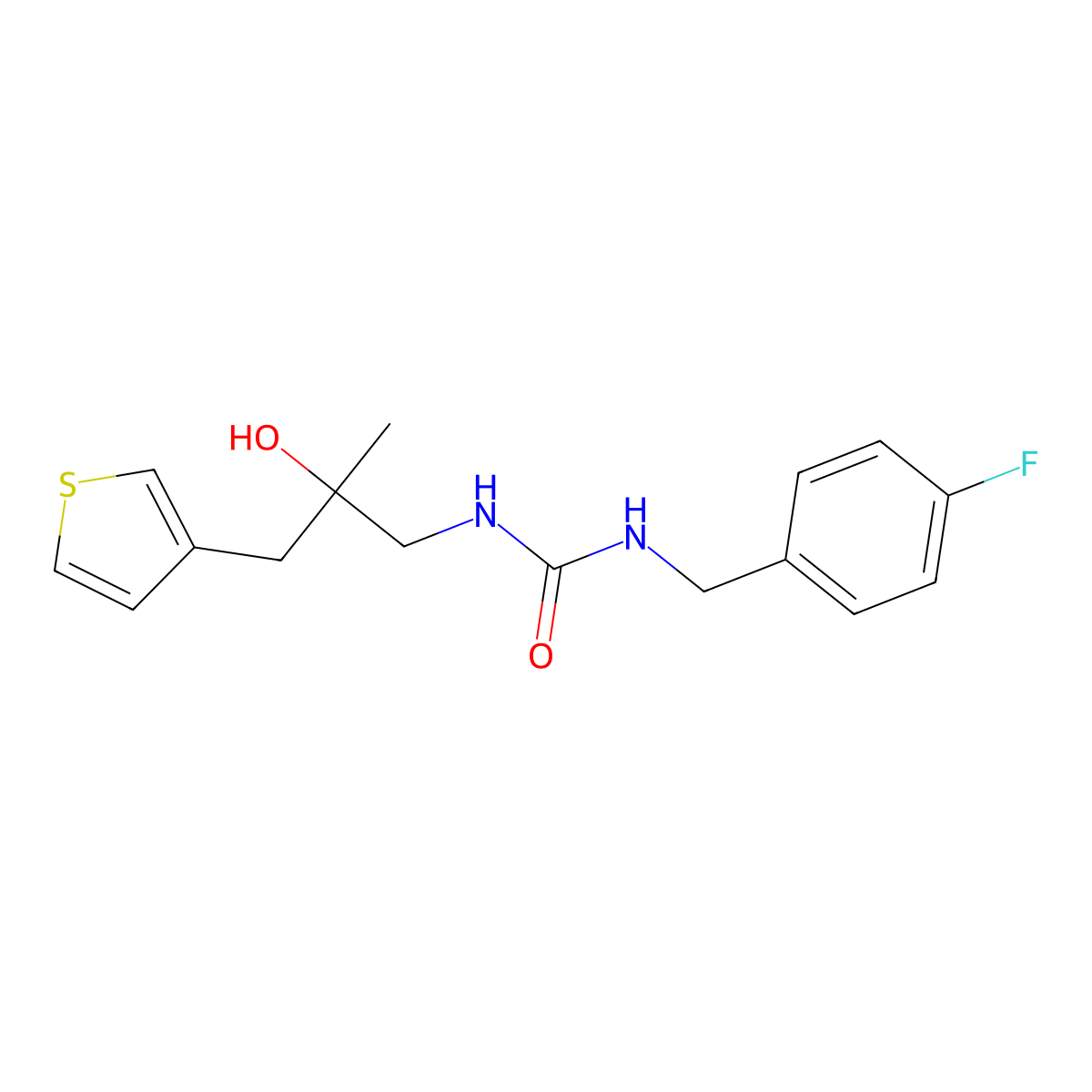 1-[(4-Fluorophenyl)methyl]-3-{2-hydroxy-2-[(thiophen-3-yl)methyl]propyl}urea molecular structure, CAS 2097935-08-3
