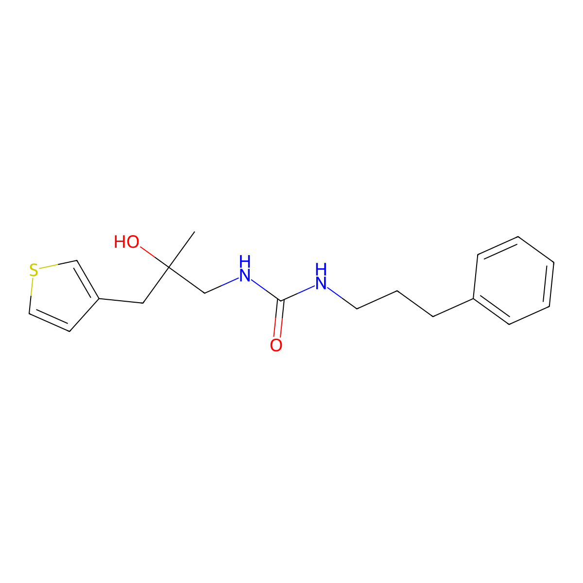 3-{2-Hydroxy-2-[(thiophen-3-yl)methyl]propyl}-1-(3-phenylpropyl)urea molecular structure, CAS 2097935-11-8