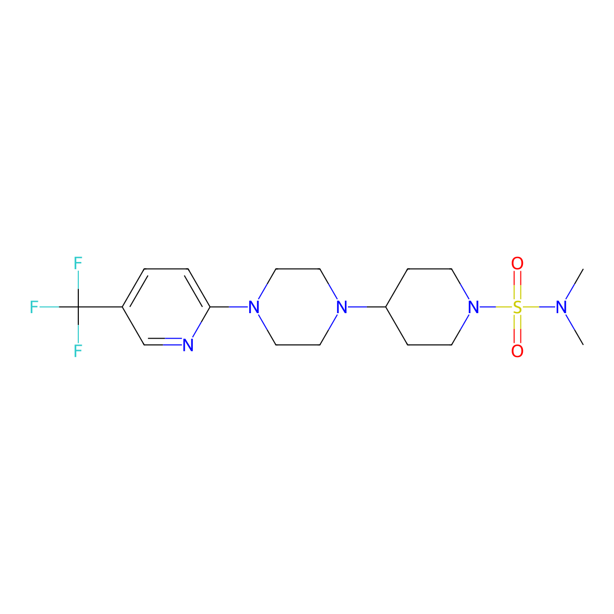 N,N-dimethyl-4-{4-[5-(trifluoromethyl)pyridin-2-yl]piperazin-1-yl}piperidine-1-sulfonamide molecular structure, CAS 2097935-22-1