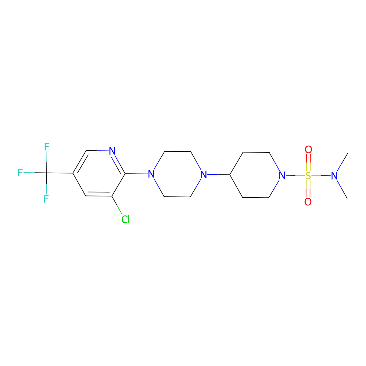 4-{4-[3-chloro-5-(trifluoromethyl)pyridin-2-yl]piperazin-1-yl}-N,N-dimethylpiperidine-1-sulfonamide molecular structure, CAS 2097935-30-1